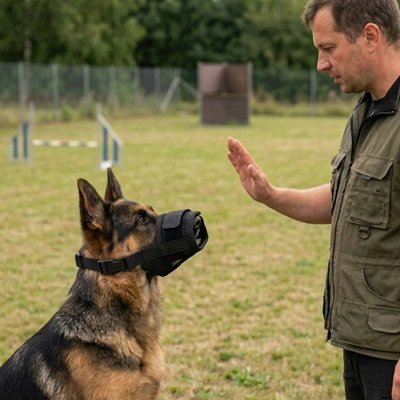 Museau serien Muselière pour chien​ les est un berger Allemand qui travail