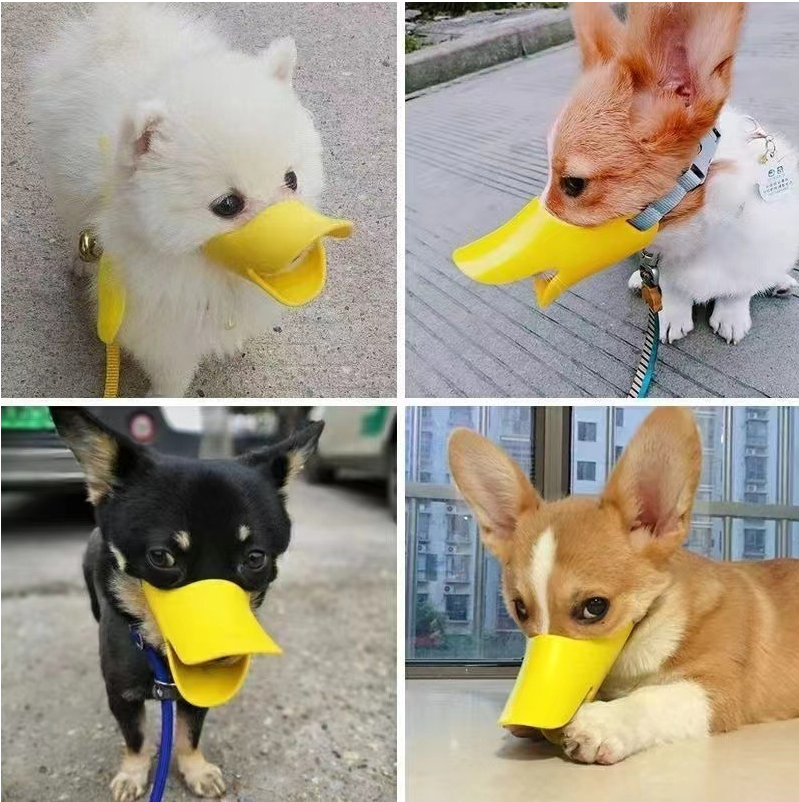 Muselière chien anti-aboiement silicone jaune