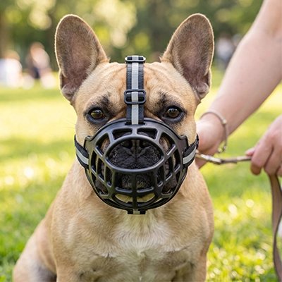 Muselière pour chien​ en silicone noir