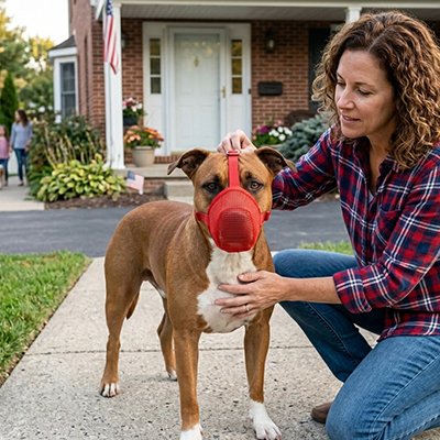 Muselière pour chien femme mets la muselière au chien
