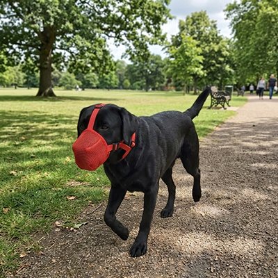 Muselière pour chien rouge chien se promène 