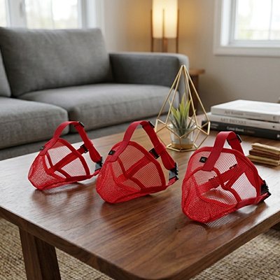 Muselière pour chien rouge en maille