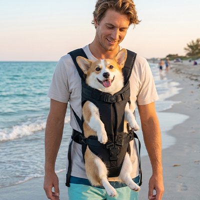 Nomadog sac de transport pour Chien jeune homme sur l plage