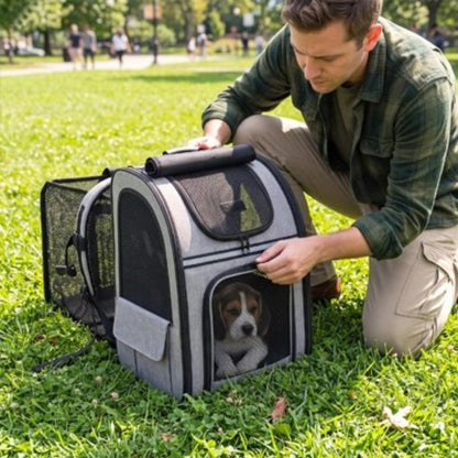 Ouverture de la porte du Sac à dos pour Chien
