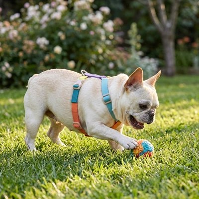 Patte royale le chien jour avec son Harnais chien assortie à sa balle