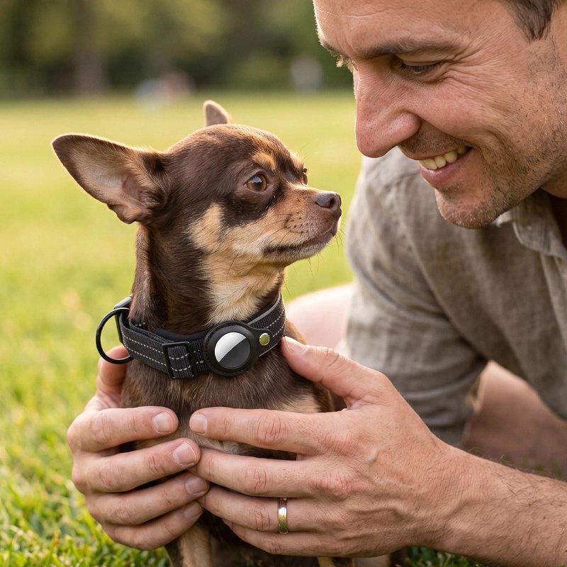 Petit chien équipé Collier Chien traqueur noir