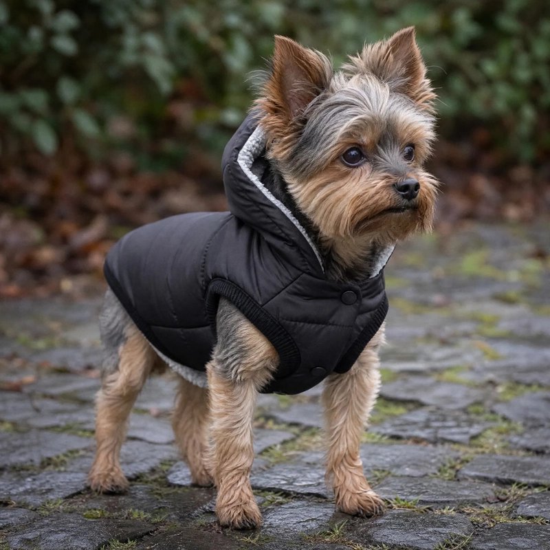 Petit chien sous la pluie avec Manteau Chien