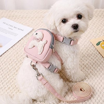 Petit voyageur rose harnais pour chien caniche