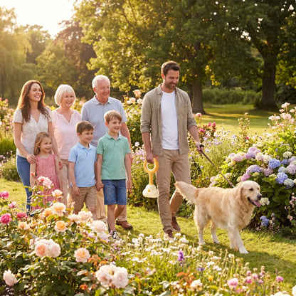 Poo catch famille promène chien avec ramasse crotte chien