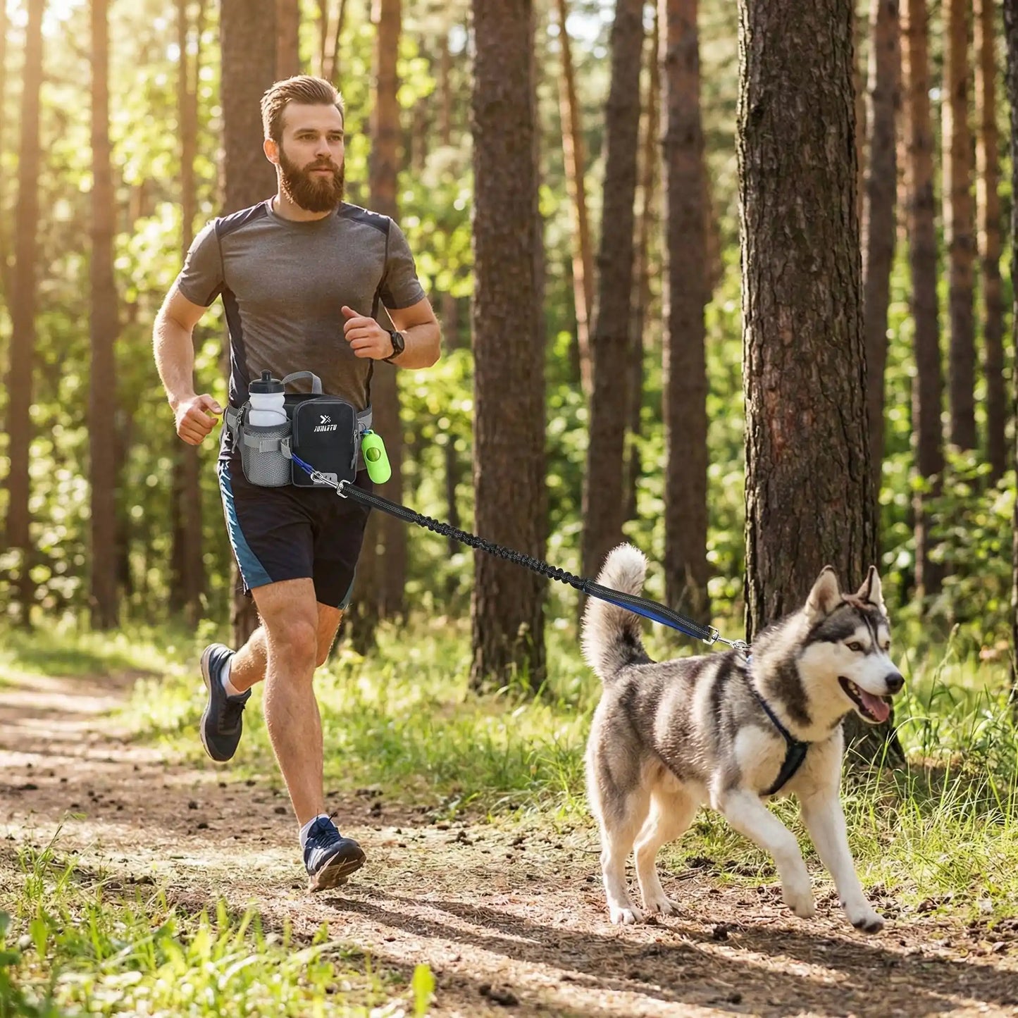 running bag homme faisant jogging avec chien sac babane pour chien