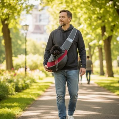 Sac 'à' Patte sac de transport pour Chien bande rouge et gris