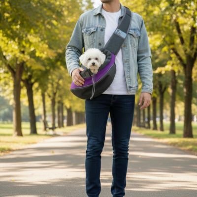Sac 'à' Patte sac de transport pour Chien  bande violet et dris