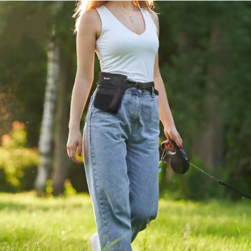 Sac de récompense pour chien noir attacher ceinture
