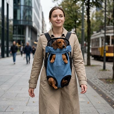 Sac de transport Chien et son chien dans la rue