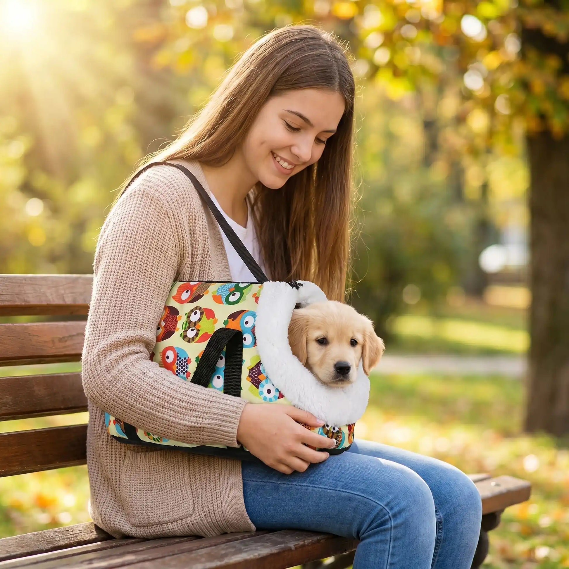 Sac de transport chien-multicolore jaune