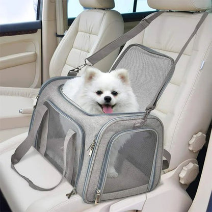 sac de transport chien poser dans la voiture près pour l'aventure