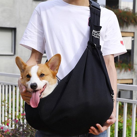 Sac de transport pour chien noir avec fermeture de sécuritée