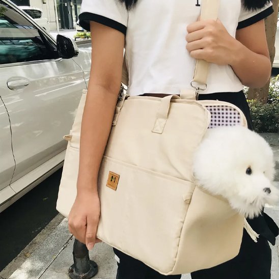 Sac transport chien avec chien à lintérieure
