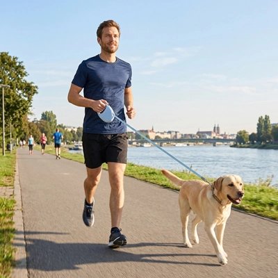 Safe Lock Laisse enrouleur Chien homme cours avec son chien