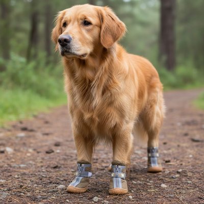 Setter dans un chemin boueux avec ces Chaussures pour chien sable