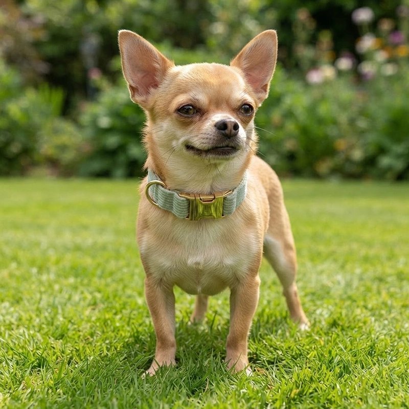 Seul un petit chien promène avec Collier Pour Chien vert