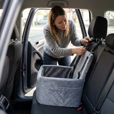 Siege auto pour chien gris