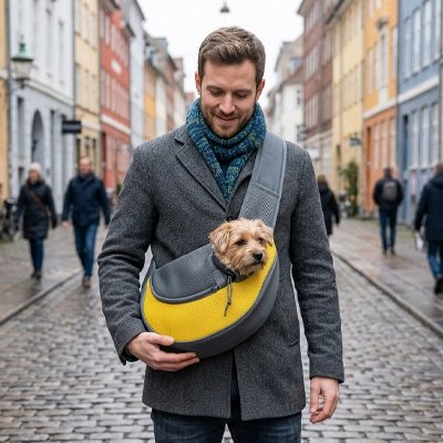 Small Dog Bag sac de transport pour Chien gris et jaune