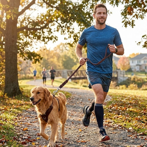 Sportif jogging chien laisse chien en cuir tressé marron