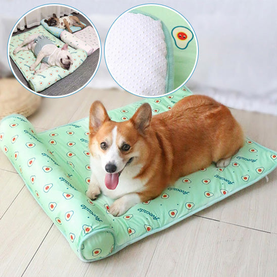 tapis rafraichissant chien allonge sur tapis