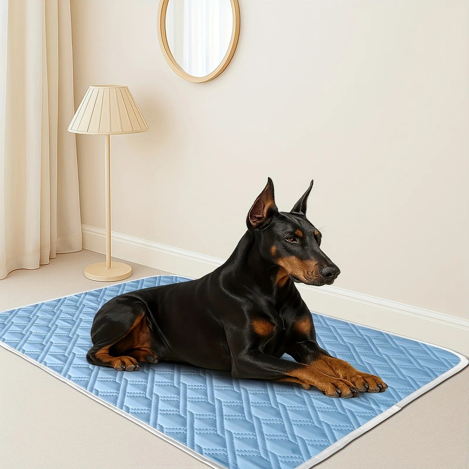 tapis rafraichissant pour chien special été bleu