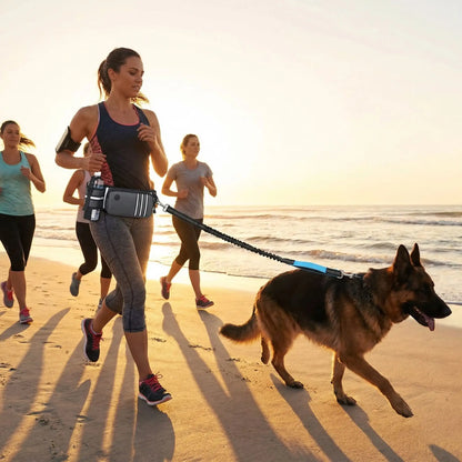 torun groupe femme jogging plage laisse canicross