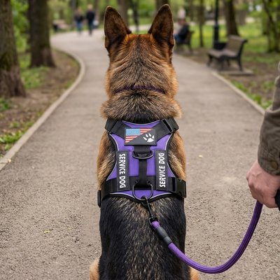 Trailbuddy harnais chien assis sur chemin avant promenade 