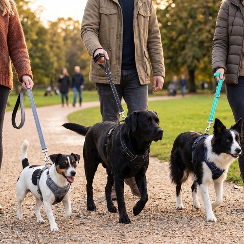 Trois chien balade chien parc laisse pour chien réfléchissante