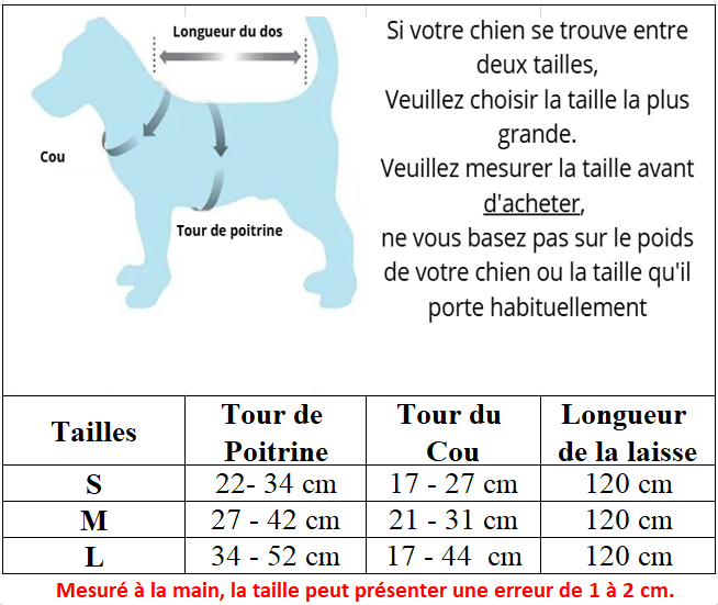 trois tailles harnais pour petit chien