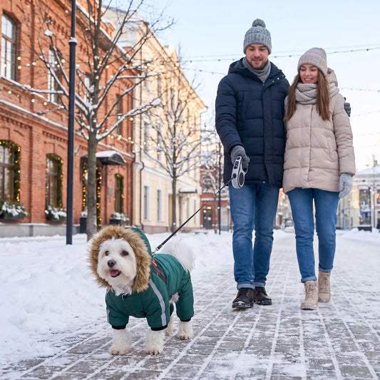 Un manteau pour chien promenade hivernale