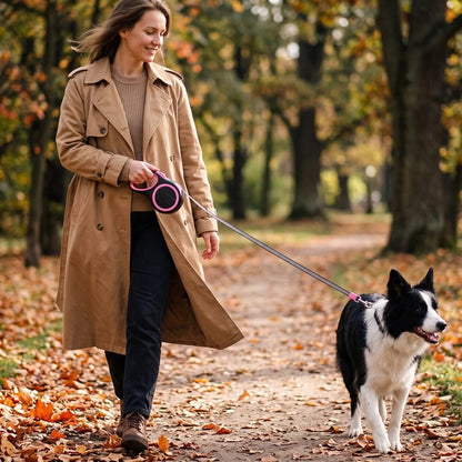 Une balade bois Laisse enrouleur pour Chien rose