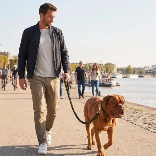 Une balade gros chien bord gironde laisse pour chien robuste vert