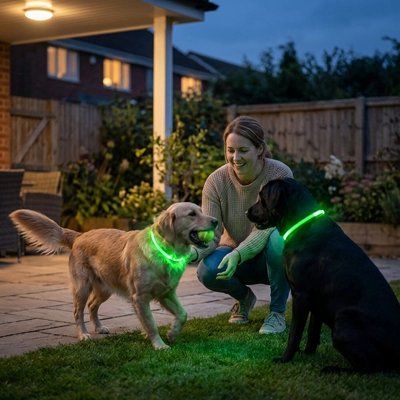 Vibe deux chien avec un Collier Chien lumineux vert