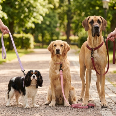 Voici trois couleur laisse pour chien