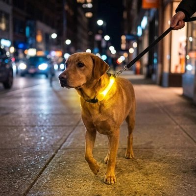 Zing Collier Chien lumineux le chien marchant sur le trottoir